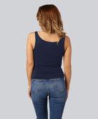Bambus dame top i navy blå m. bred strop