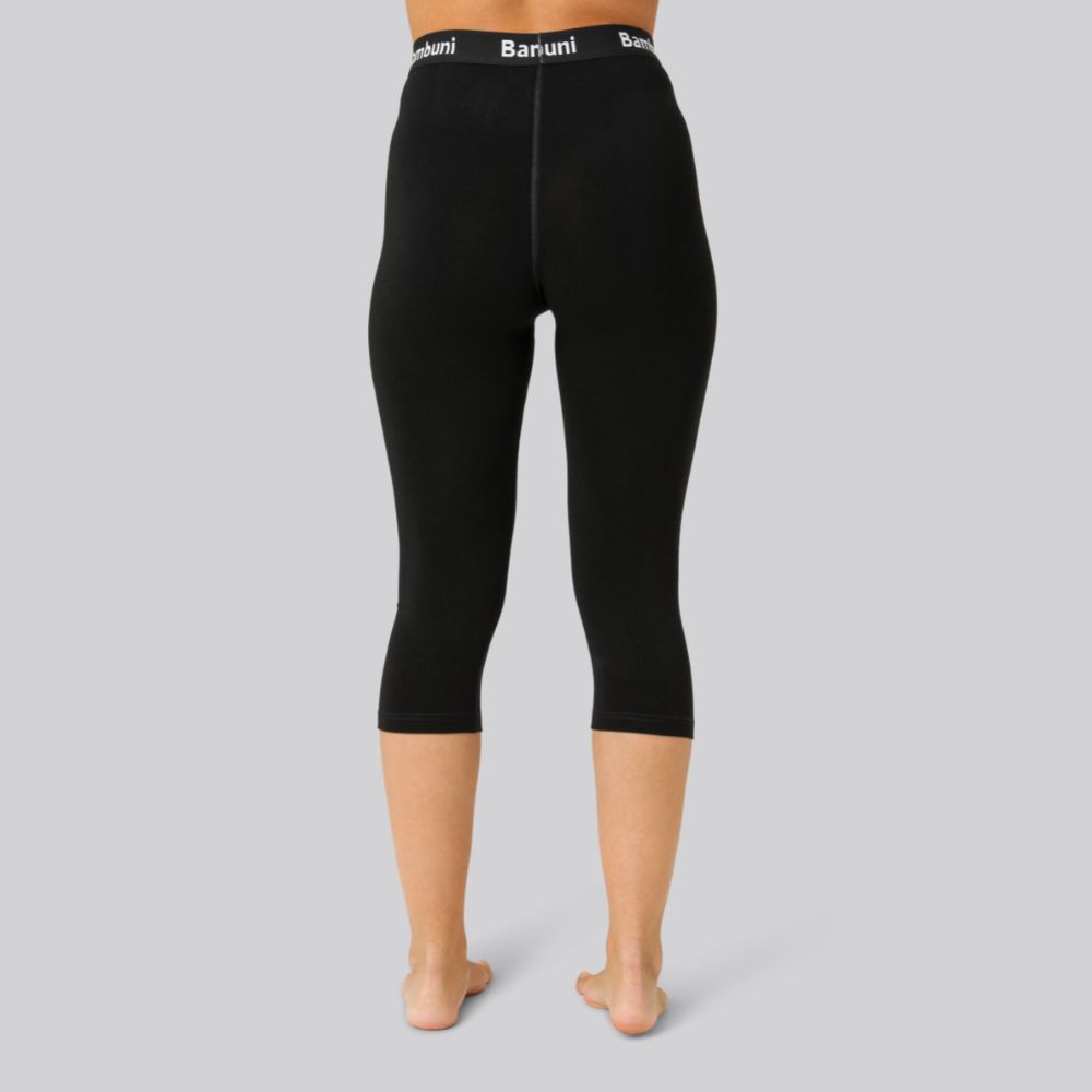 Bambus 3/4 leggings i sort til kvinder