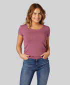 Bambus T-shirt O-hals i dusty rose til damer