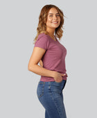 Bambus T-shirt O-hals i dusty rose til damer