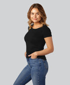 Bambus T-shirt O-hals i sort til damer