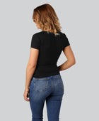 Bambus T-shirt O-hals i sort til damer