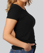 Bambus T-shirt O-hals i sort til damer