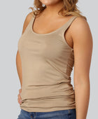 Bambus dame top i beige m. bred strop