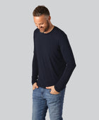 Bambus langærmet T-shirt i navy blå til mænd