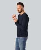 Bambus langærmet T-shirt i navy blå til mænd