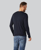 Bambus langærmet T-shirt i navy blå til mænd