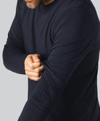 Bambus langærmet T-shirt i navy blå til mænd