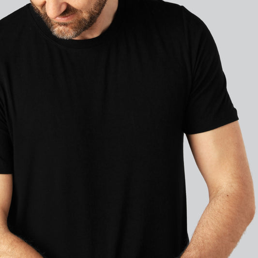 Bambus T-shirt O-hals i sort til mænd