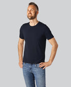 Bambus T-shirt O-hals i navy blå til mænd