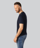 Bambus T-shirt O-hals i navy blå til mænd