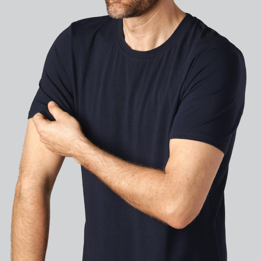 Bambus T-shirt O-hals i navy blå til mænd