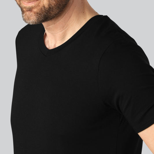 Bambus T-shirt V-hals i sort til mænd