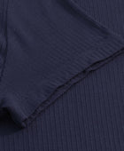 Bambus t-shirt v-hals ribbet i navy til damer