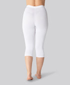 Bambus 3/4 leggings m. skjult elastik i hvid til damer