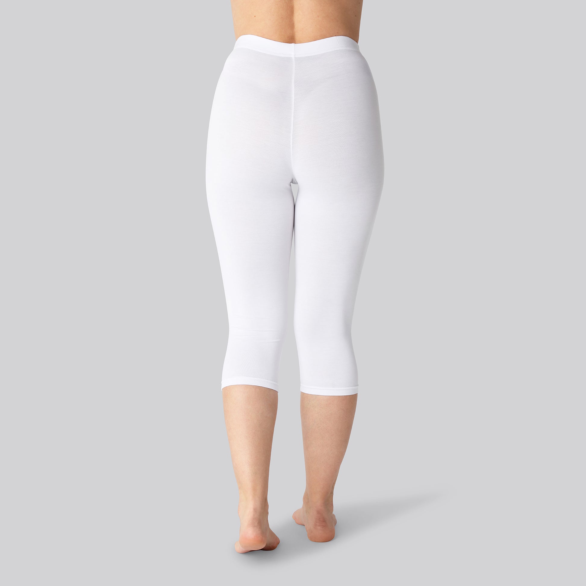 Bambus 3/4 leggings m. skjult elastik i hvid til damer