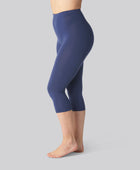 Bambus 3/4 leggings m. skjult elastik i navy til damer