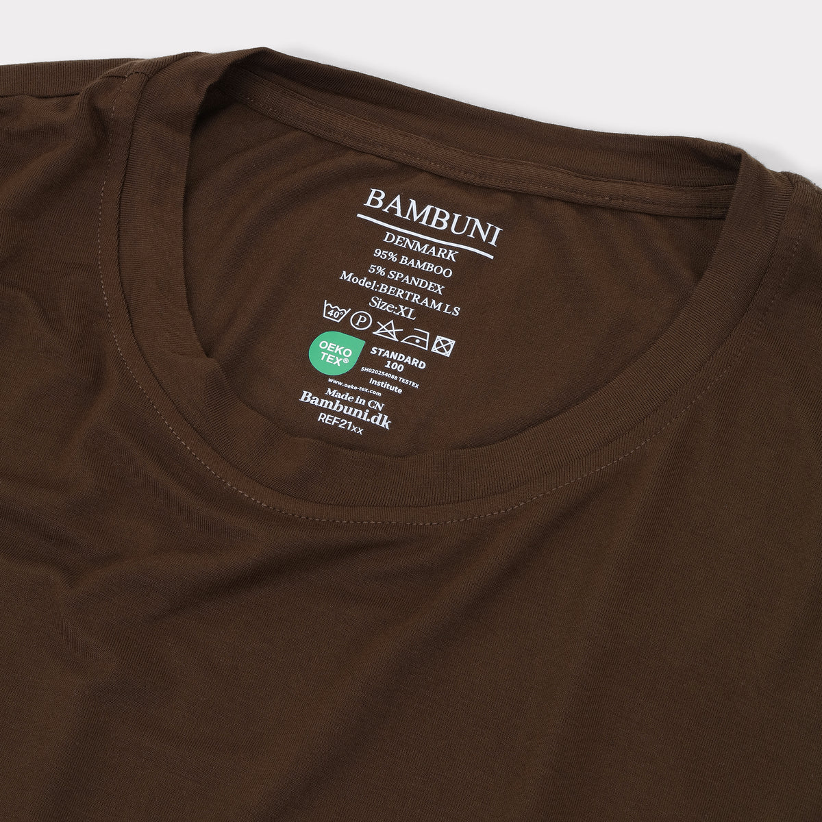 Bambuni bambus langærmet t-shirt brun mænd carelabel