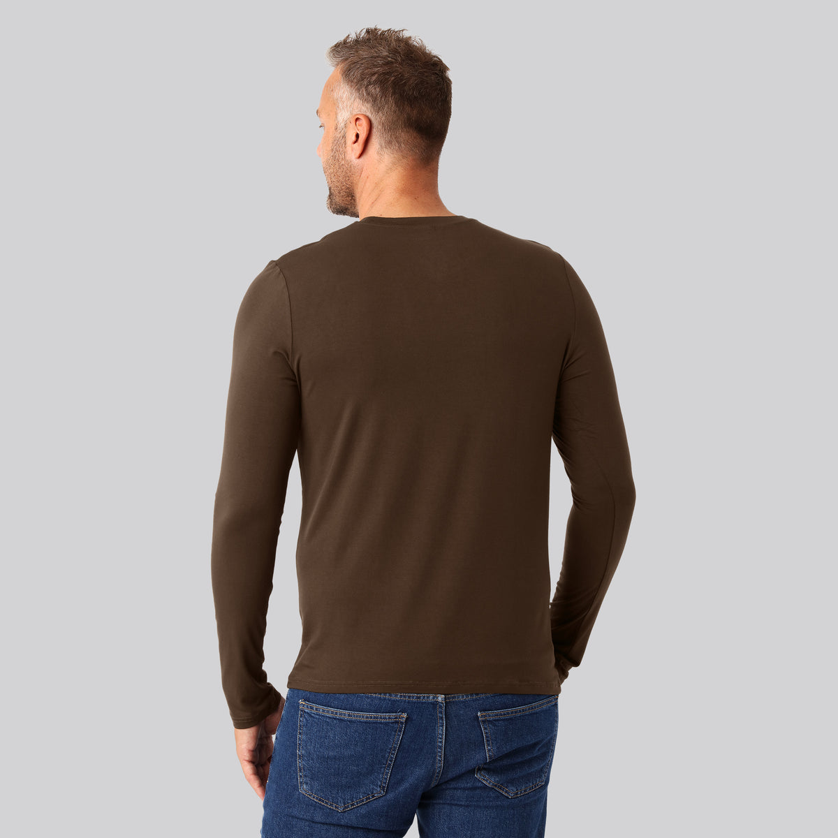 Bambuni bambus langærmet t-shirt brun mand