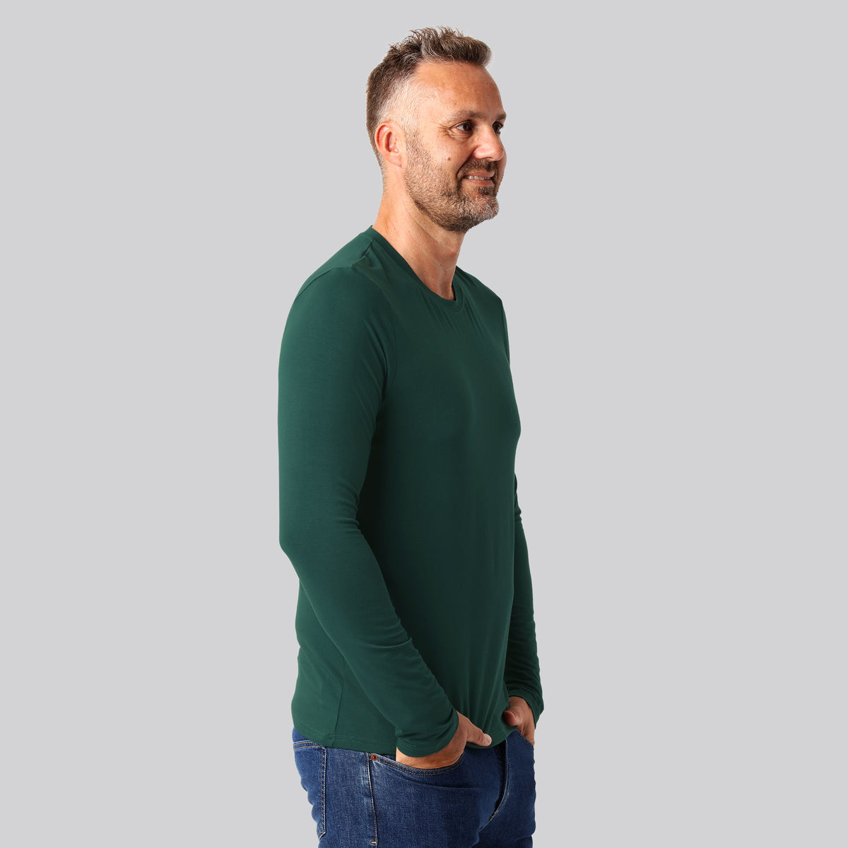 Bambuni bambus langærmet t-shirt grøn mænd