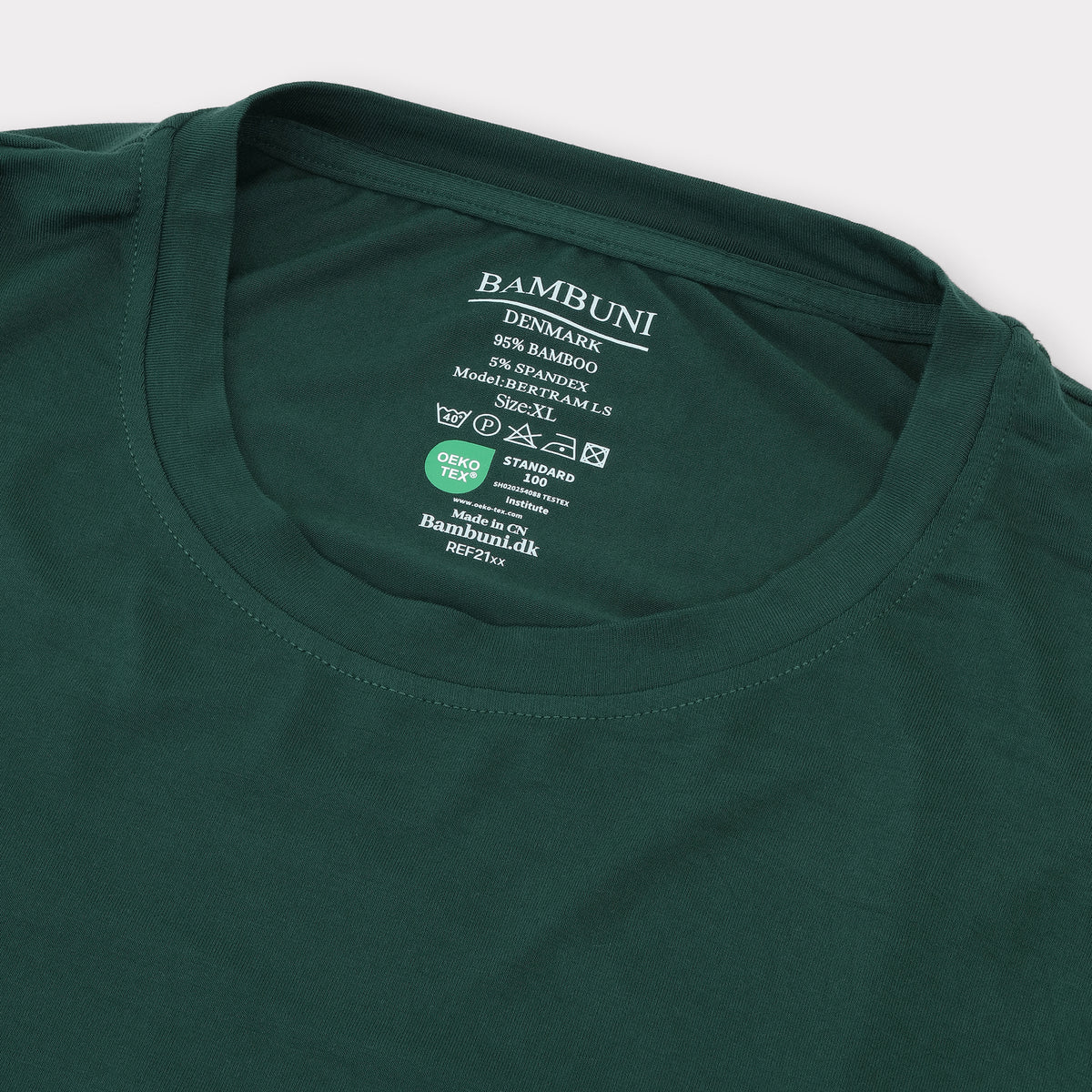 Bambuni bambus langærmet t-shirt grøn mænd carelabel