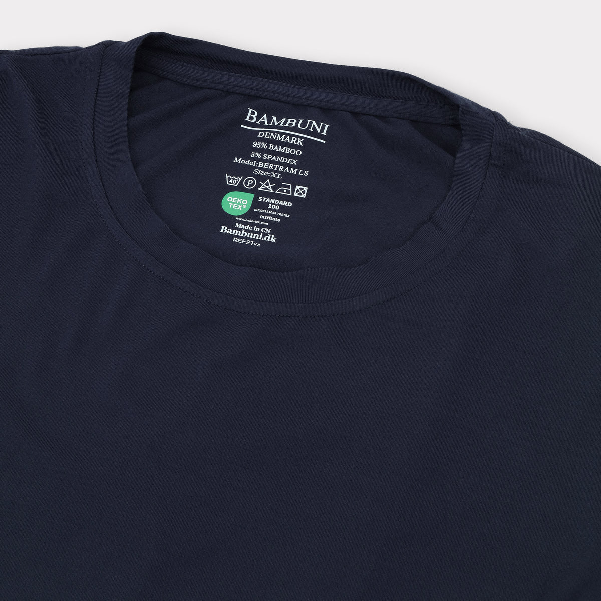 Bambuni bambus langærmet t-shirt navy mænd carelabel