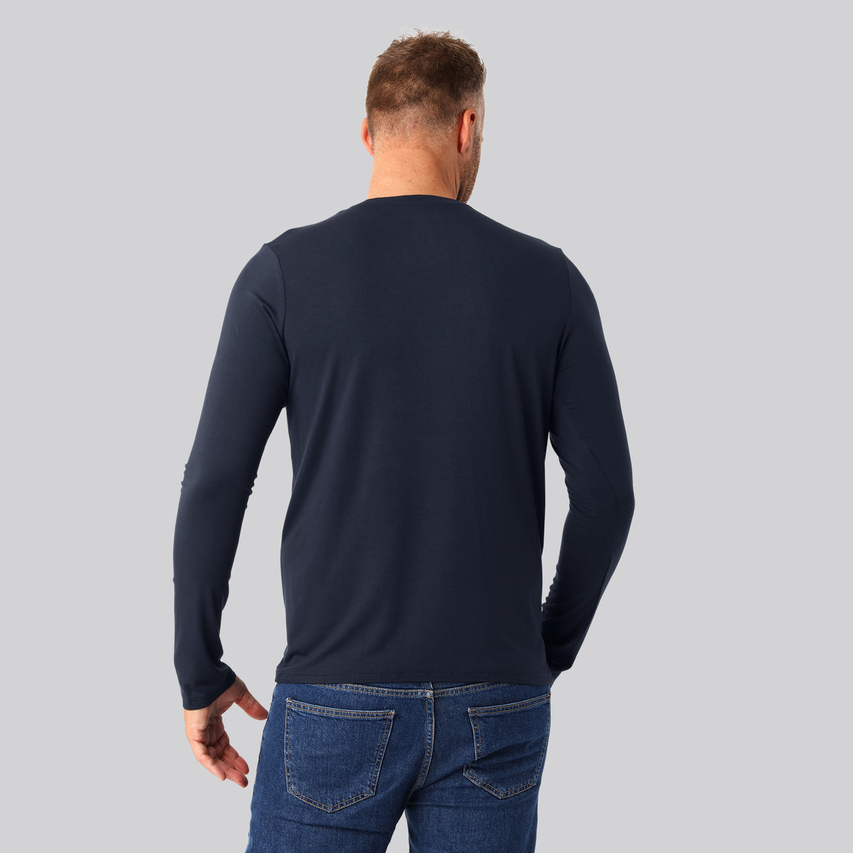 Bambuni bambus langærmet t-shirt navy mand