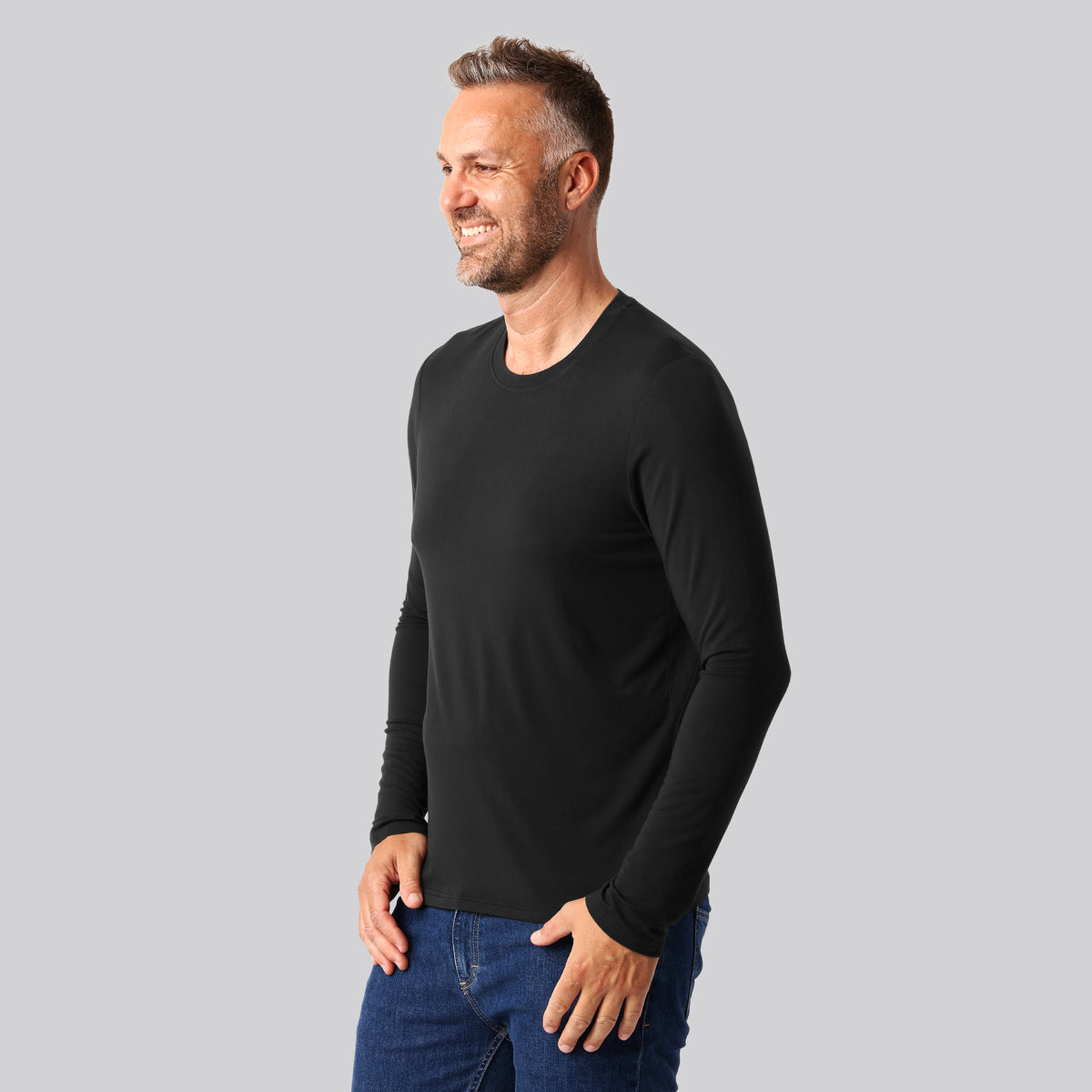 Bambuni bambus langærmet t-shirt sort mænd