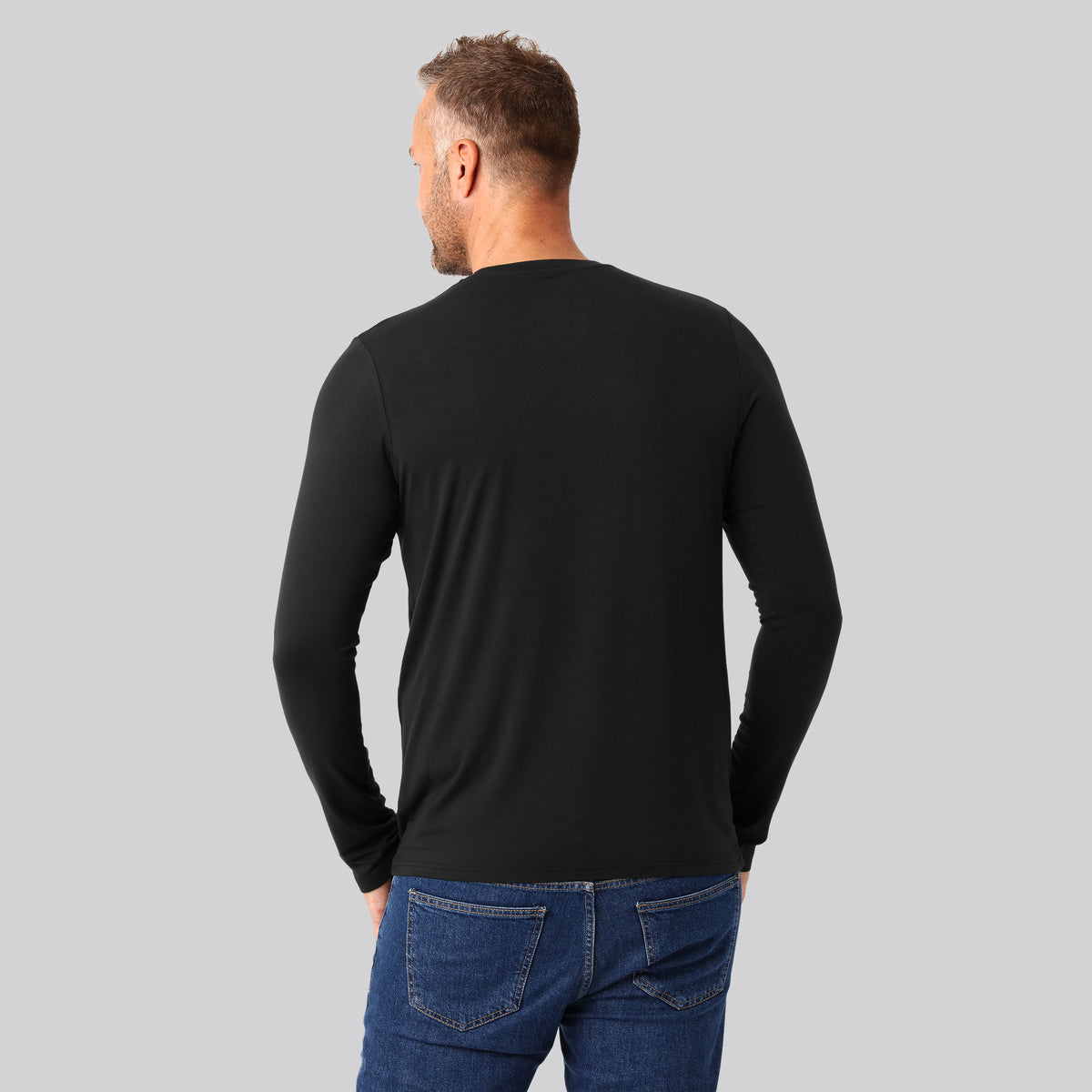 Bambuni bambus langærmet t-shirt sort mand