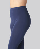 Bambus leggings m. skjult elastik i navy til damer