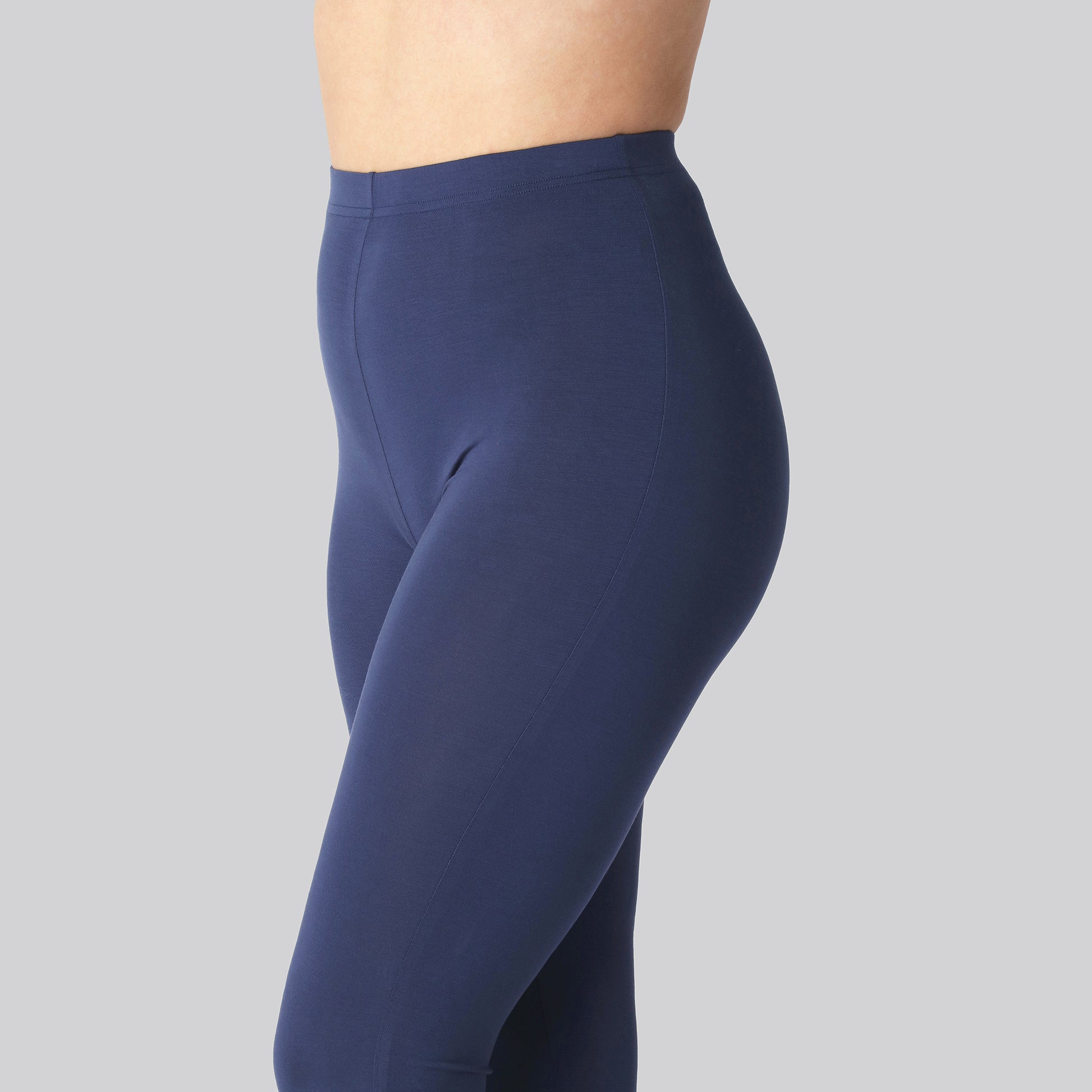Bambus leggings m. skjult elastik i navy til damer