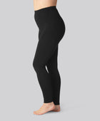 Bambus leggings m. skjult elastik i sort til damer