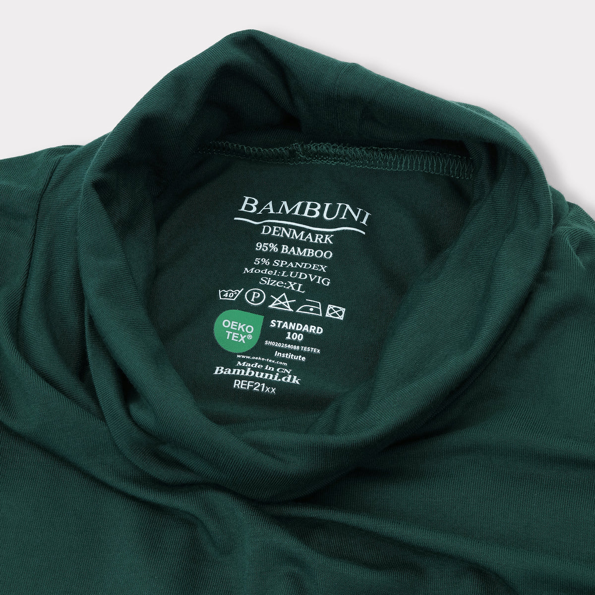 Bambuni bambus rullekrave grøn mænd carelabel