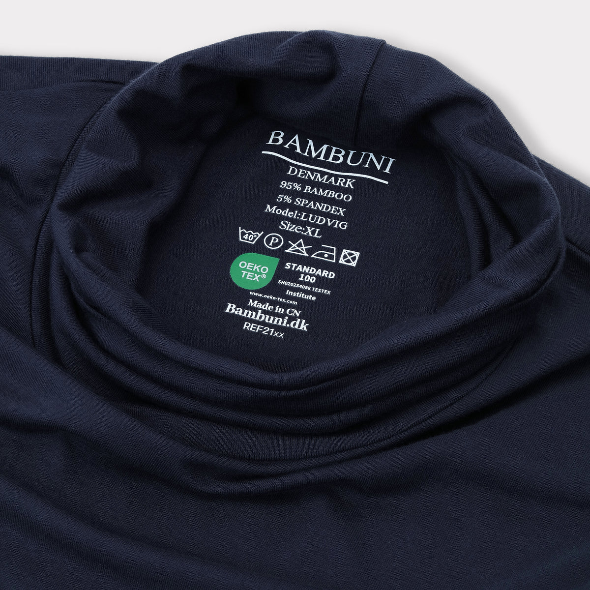 Bambuni bambus rullekrave navy mænd carelabel