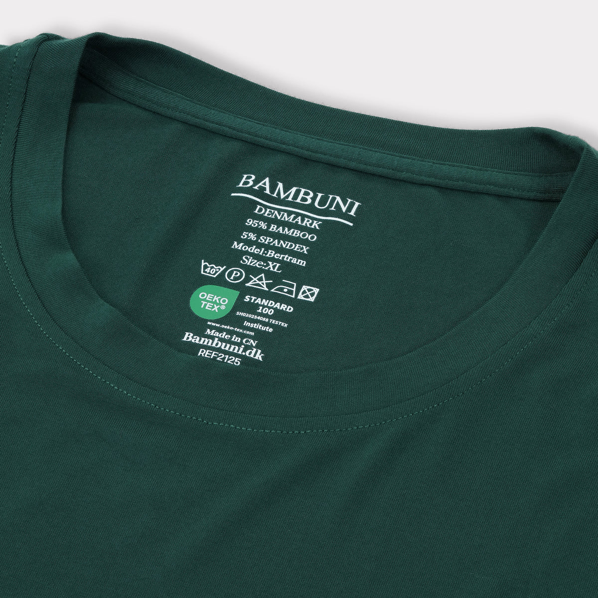 Bambuni bambus t-shirt o-hals grøn mænd carelabel