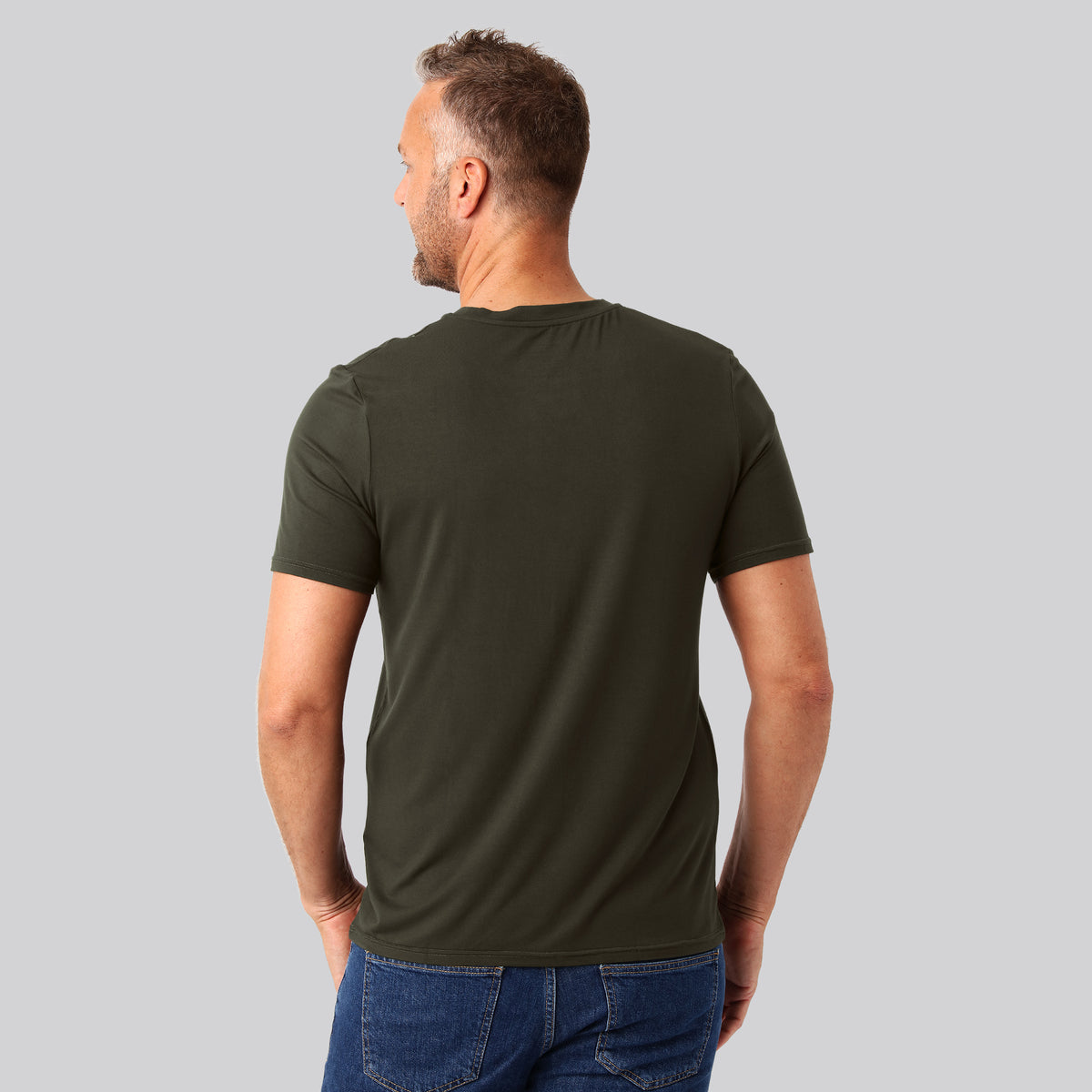 Bambuni bambus t-shirt o-hals mørkegrøn mand