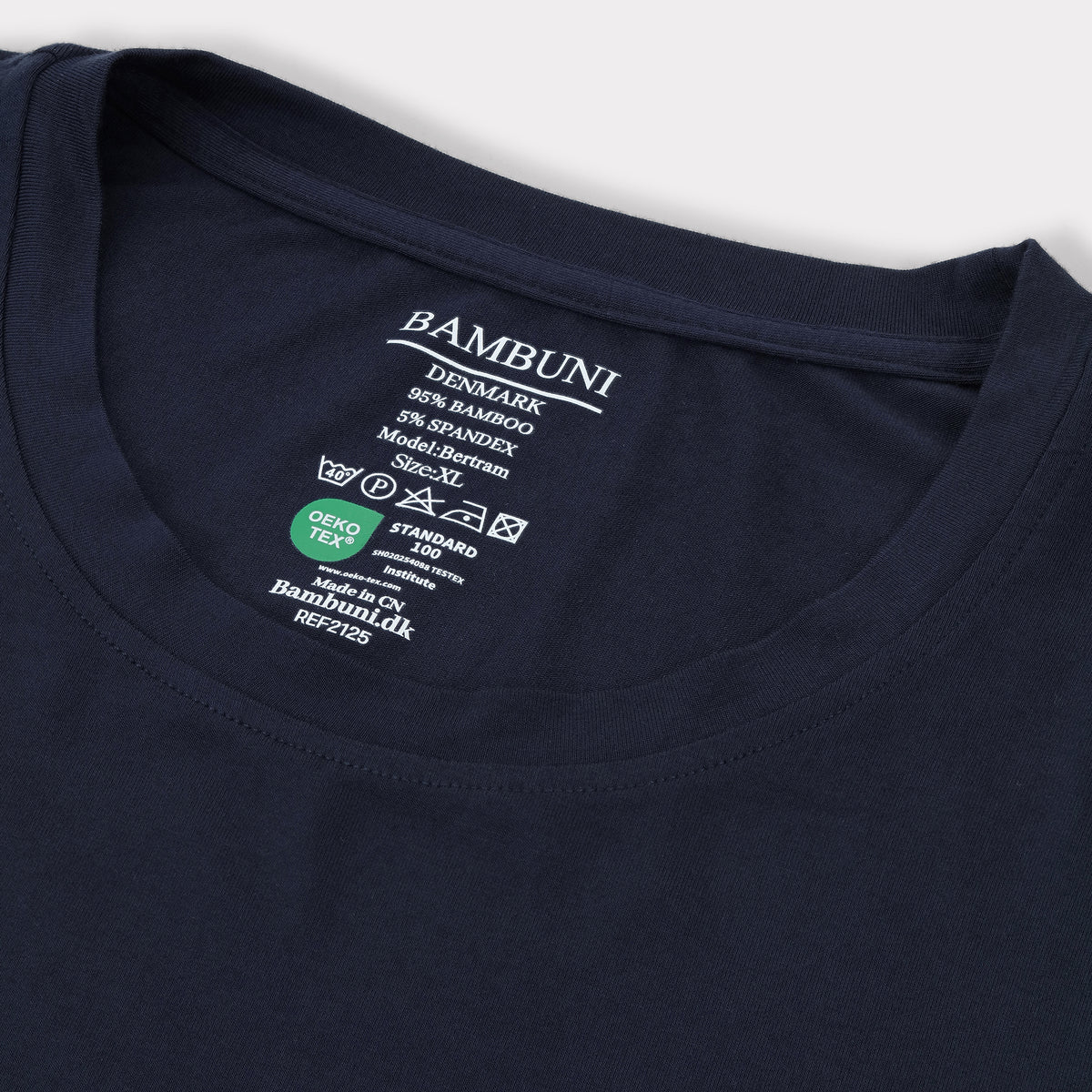 Bambuni bambus t-shirt o-hals navy mænd carelabel