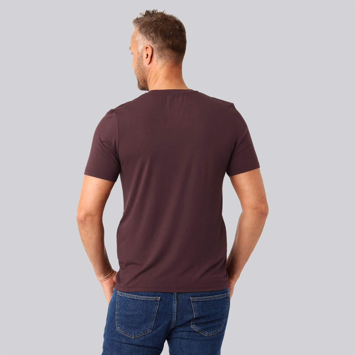 Bambuni bambus t-shirt v-hals bordeaux mand