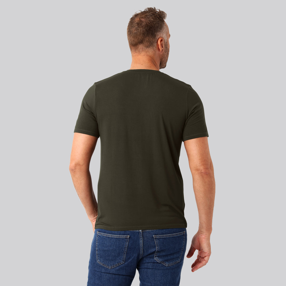 Bambuni bambus t-shirt v-hals mørkegrøn mand