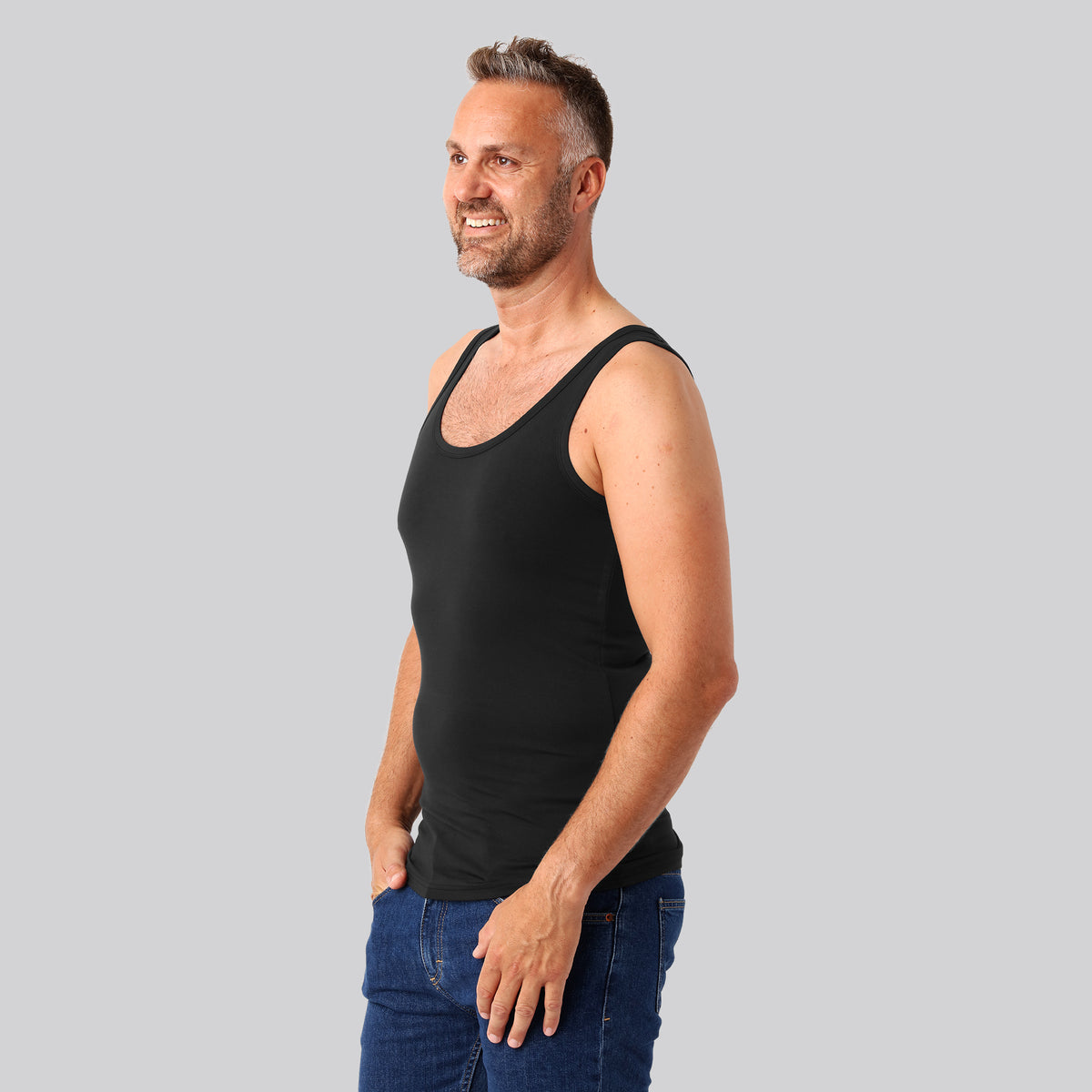Bambuni bambus undertrøje slimfit sort mænd