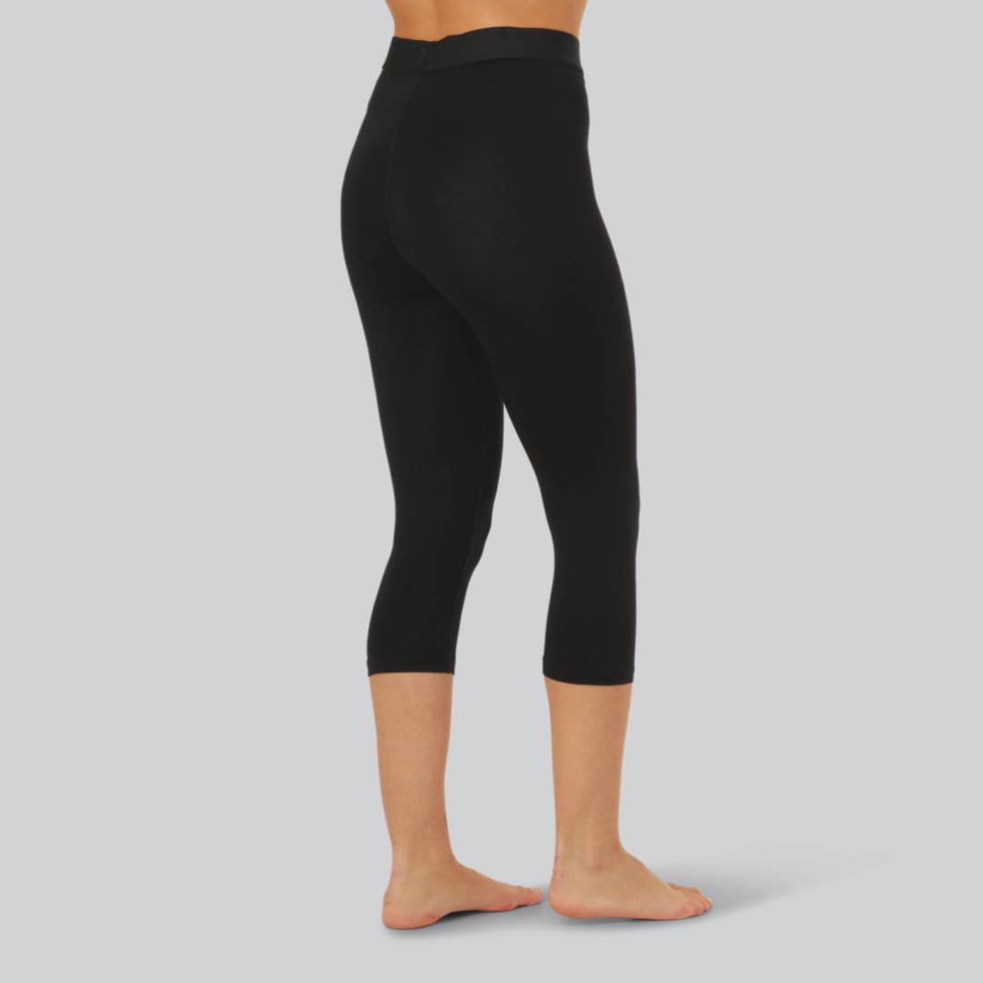 Bambus 3/4 leggings i sort til kvinder