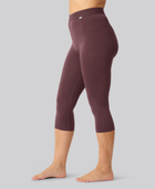 Bambus 3/4 leggings i bordeaux  m. bordeaux elastik damer