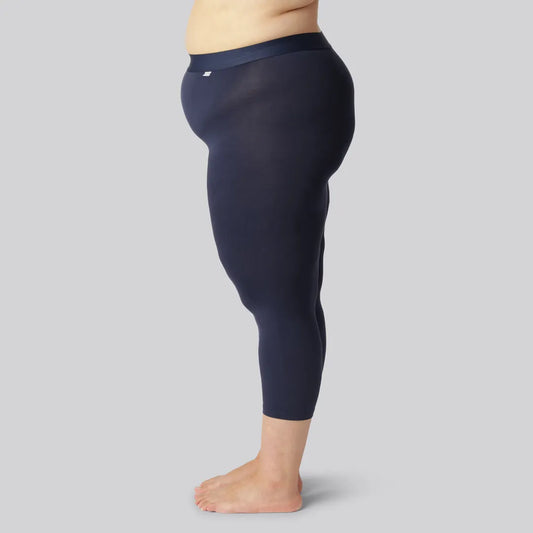Bambus 3/4 leggings i navy m. navy elastik til kvinder