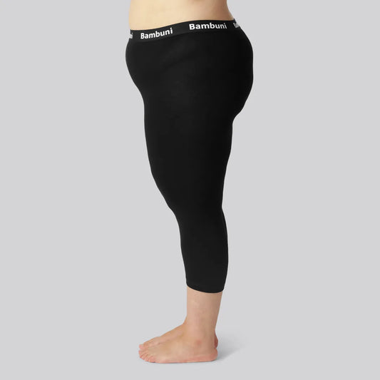 Bambus 3/4 leggings i sort til kvinder