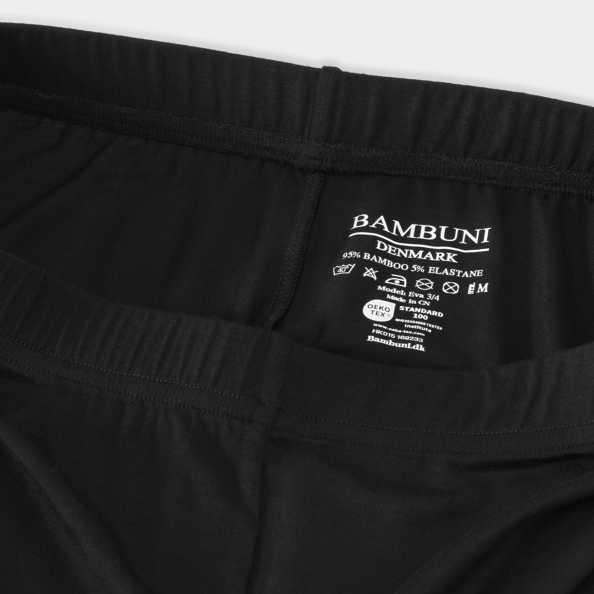 Bambus 3/4 leggings m. skjult elastik i sort til damer