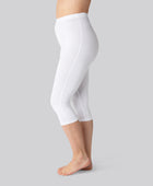 Bambus 3/4 leggings m. skjult elastik i hvid til damer