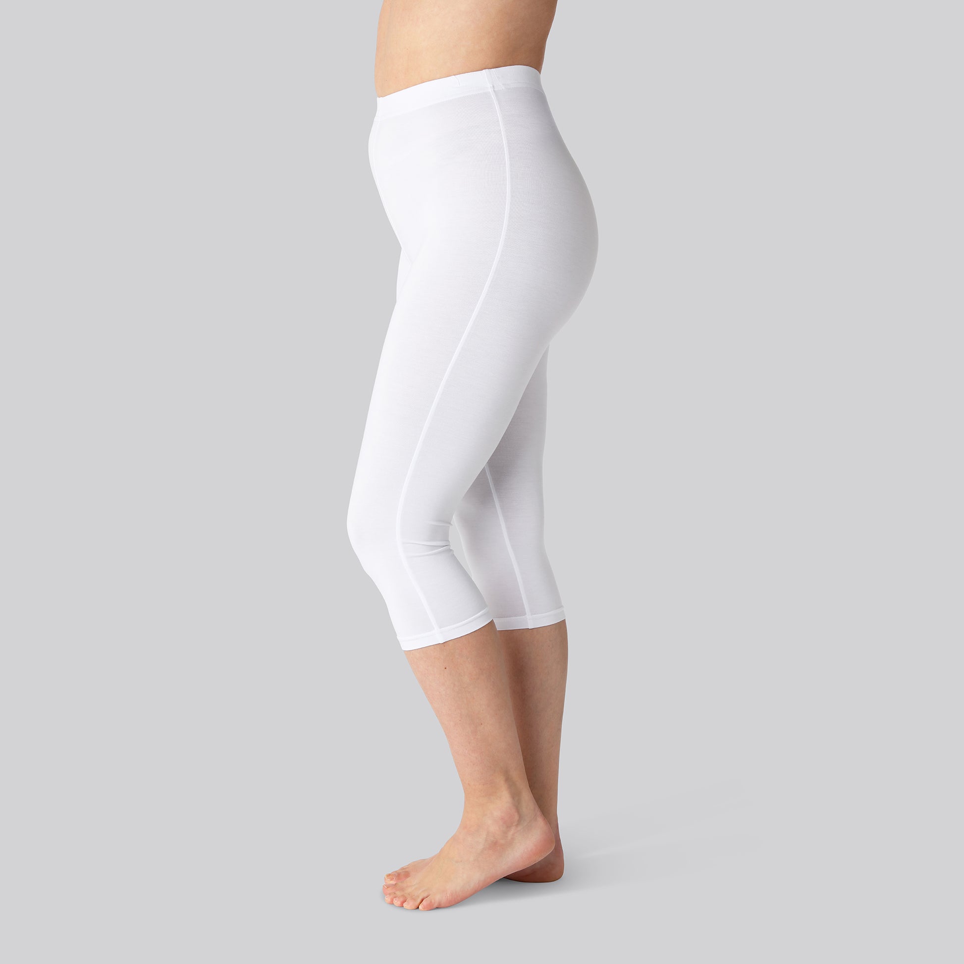 Bambus 3/4 leggings m. skjult elastik i hvid til damer