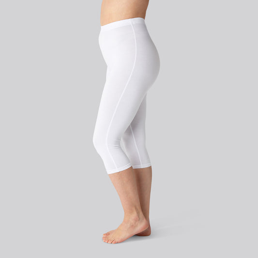 Bambus 3/4 leggings m. skjult elastik i hvid til damer