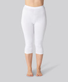 Bambus 3/4 leggings m. skjult elastik i hvid til damer