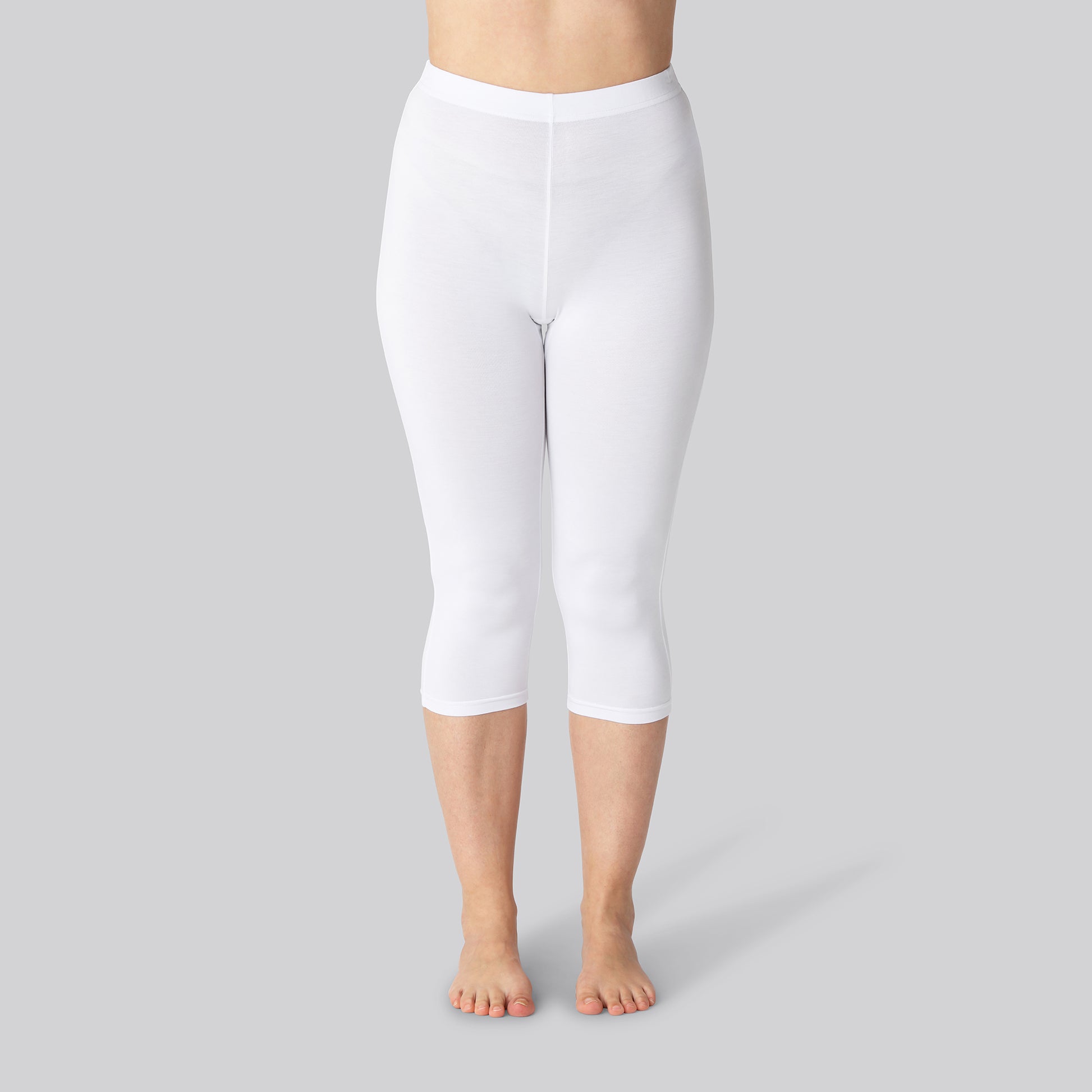 Bambus 3/4 leggings m. skjult elastik i hvid til damer